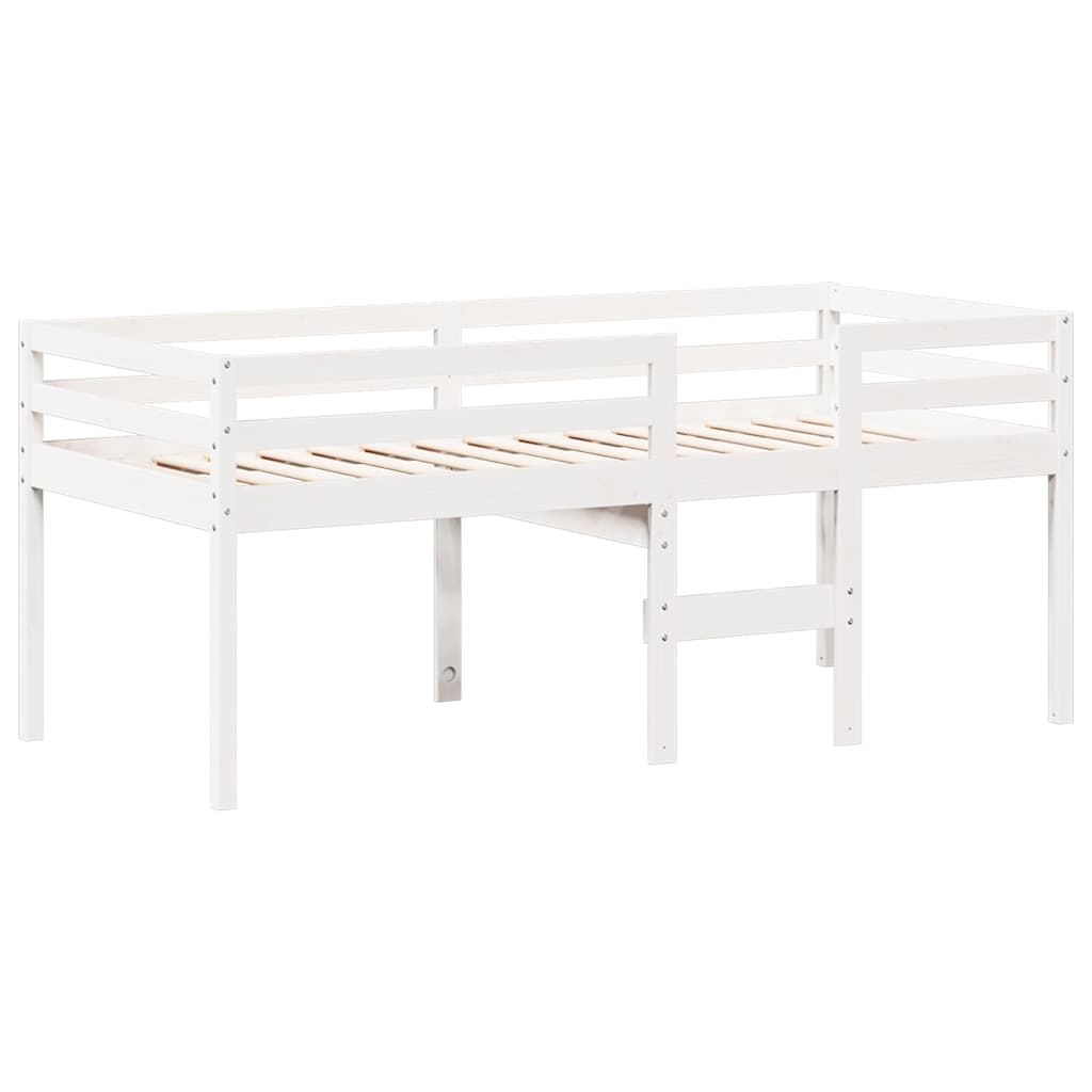 Hochbett mit Dach Weiß 90x200 cm Massivholz Kiefer