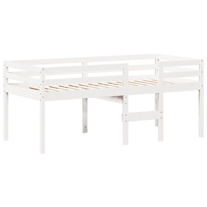 Hochbett mit Dach Weiß 90x200 cm Massivholz Kiefer