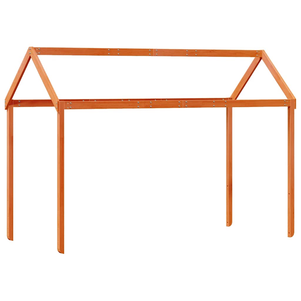 Hochbett mit Dach Wachsbraun 80x200 cm Massivholz Kiefer
