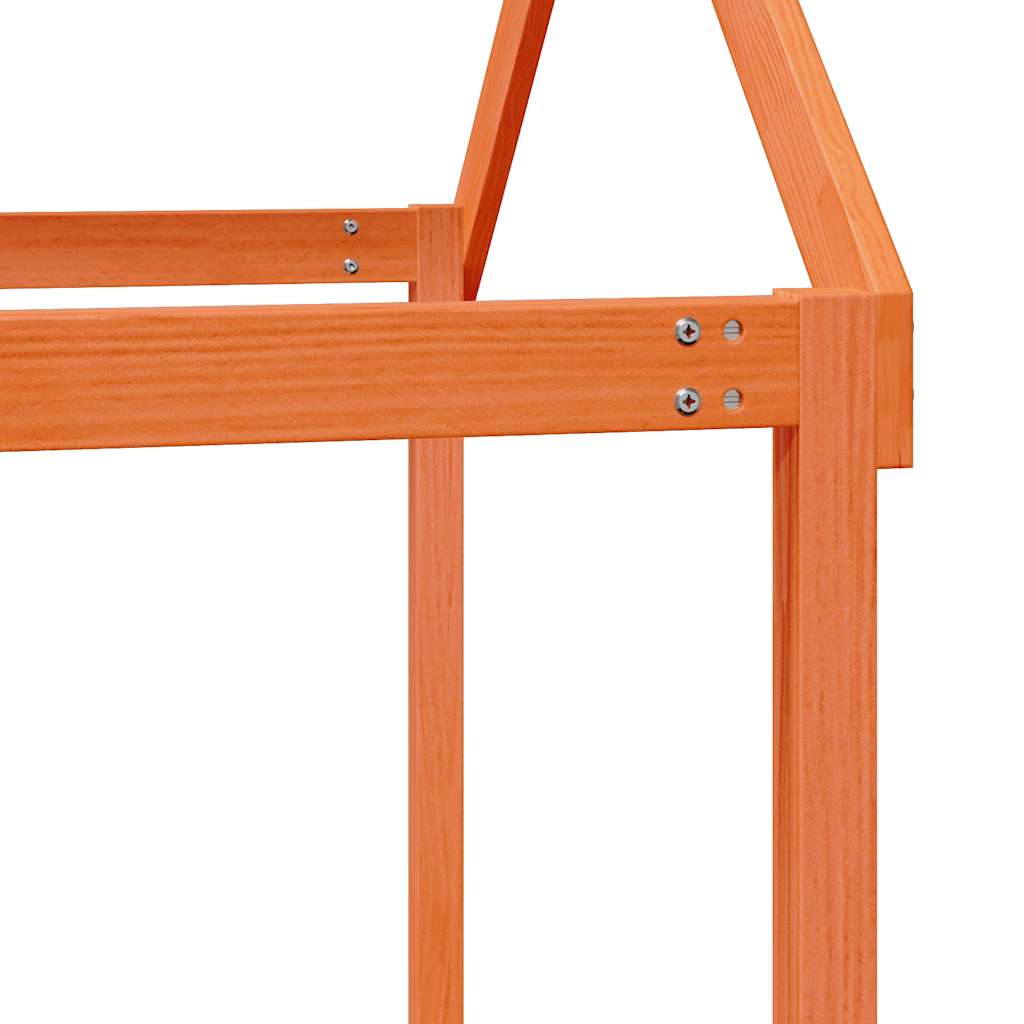 Hochbett mit Dach Wachsbraun 90x190 cm Massivholz Kiefer