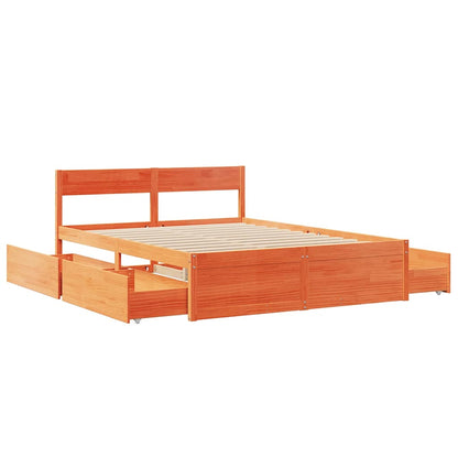 Massivholzbett ohne Matratze Wachsbraun 140x200 cm Kiefernholz