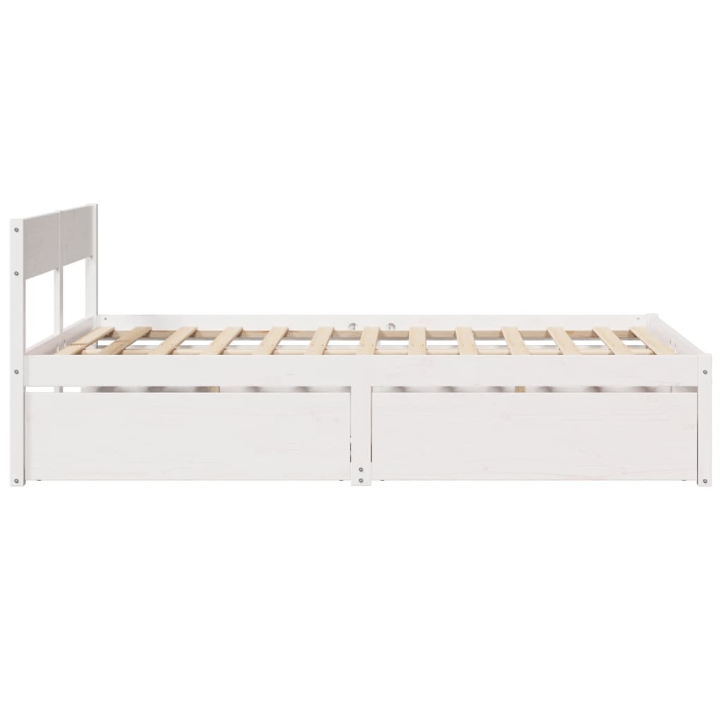 Massivholzbett ohne Matratze Weiß 140x190 cm Kiefernholz
