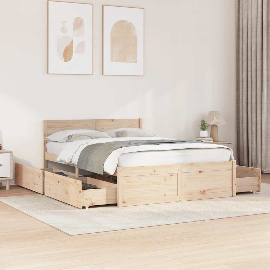 Massivholzbett ohne Matratze 135x190 cm Kiefernholz