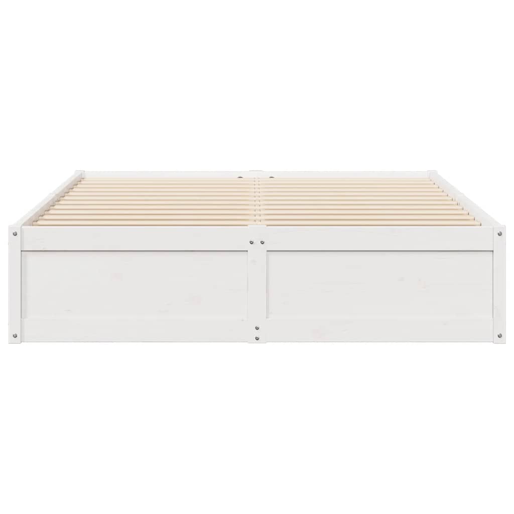 Massivholzbett ohne Matratze Weiß 140x190 cm Kiefernholz
