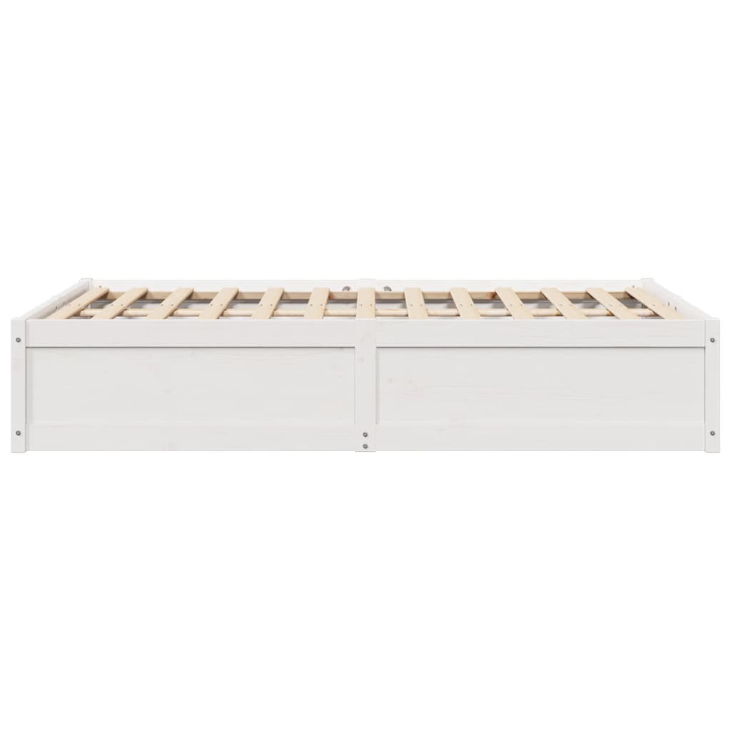 Massivholzbett ohne Matratze Weiß 135x190 cm Kiefernholz