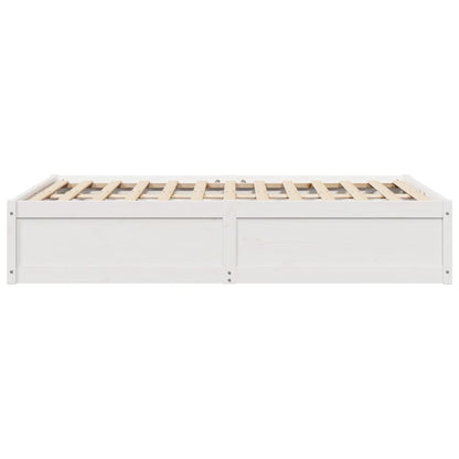 Massivholzbett ohne Matratze Weiß 135x190 cm Kiefernholz