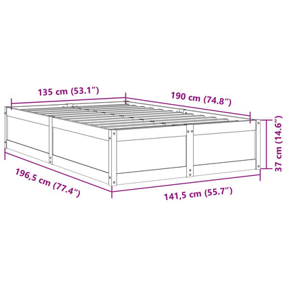 Massivholzbett ohne Matratze Wachsbraun 135x190 cm Kiefernholz