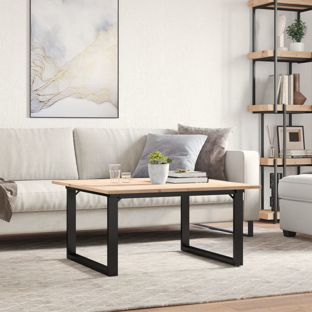 Coffee table O-frame 80x80x45cm solid pine and cast iron