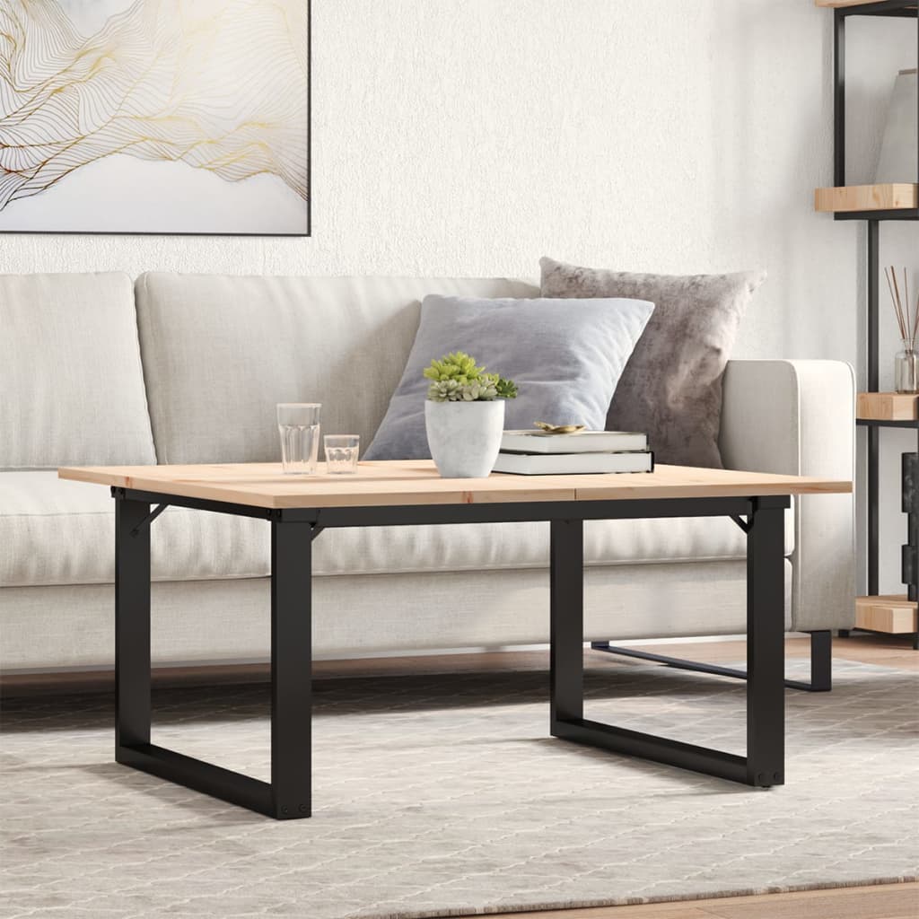 Coffee table O-frame 80x80x45cm solid pine and cast iron