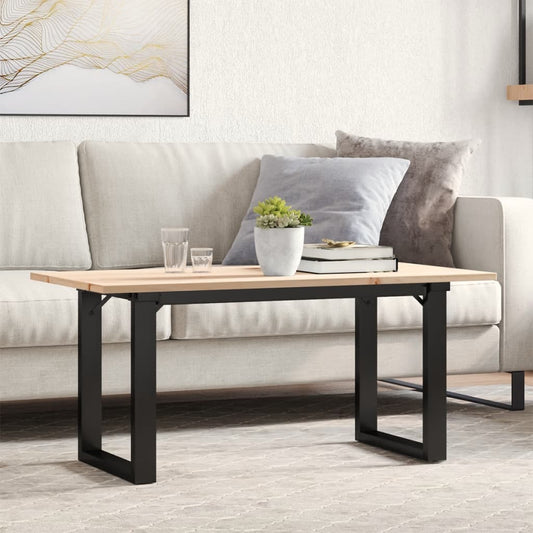 Coffee table O-frame 90x40x45cm solid pine and cast iron