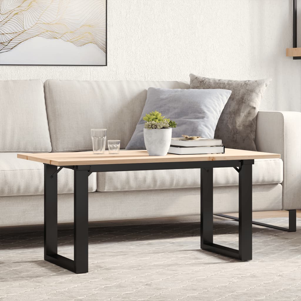 Couchtisch O-Gestell 100x50x45 cm Massivholz Kiefer & Stahl