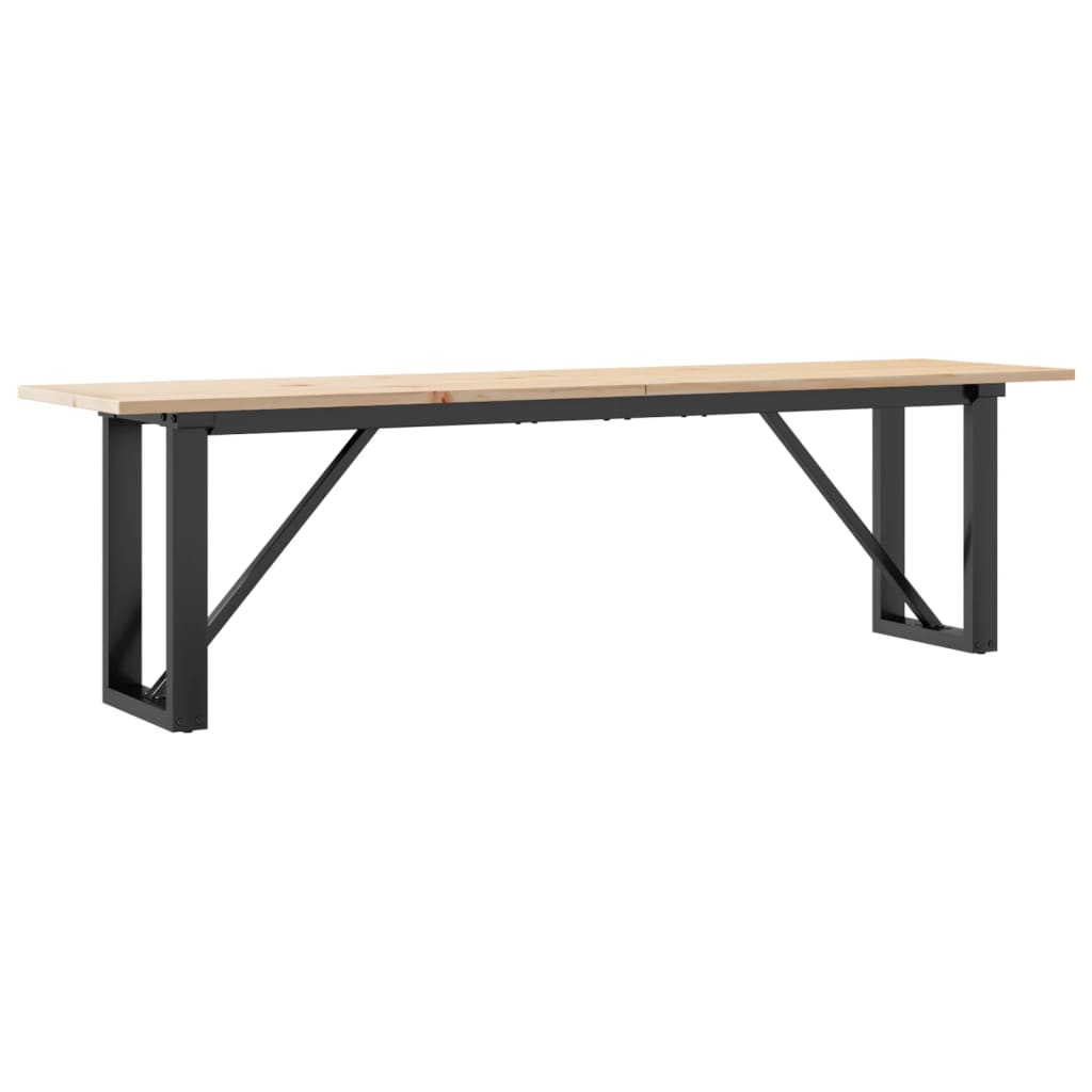 Coffee table O-frame 160x40x45 cm solid pine wood &amp; cast iron