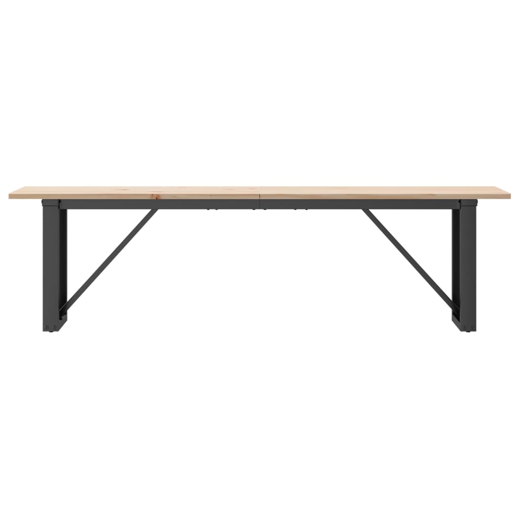 Coffee table O-frame 160x40x45 cm solid pine wood &amp; cast iron