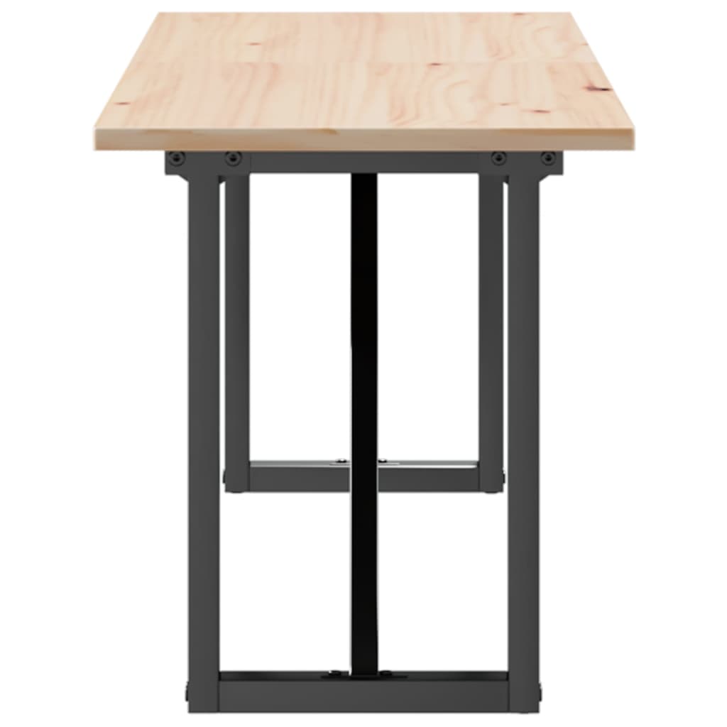 Coffee table O-frame 160x40x45 cm solid pine wood &amp; cast iron