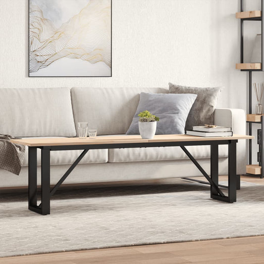 Coffee table O-frame 160x40x45 cm solid pine wood &amp; cast iron