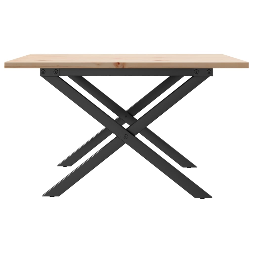 Table basse X-frame 60x60x40cm pin massif et acier