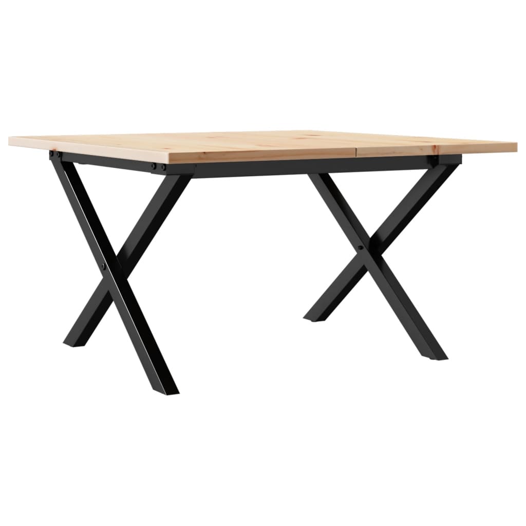 Table basse X-frame 60x60x40cm pin massif et acier