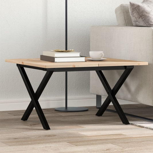 Table basse X-frame 60x60x40cm pin massif et acier
