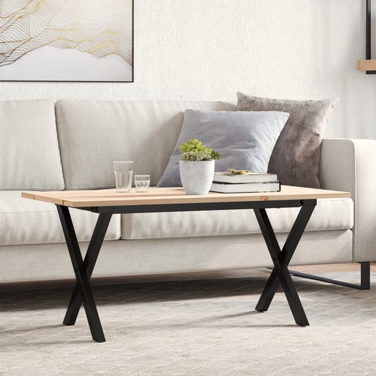 Coffee table X-frame 90x40x45cm solid pine and cast iron
