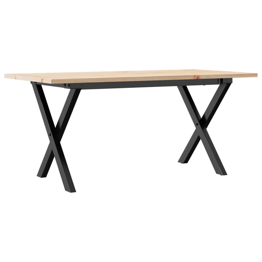 Couchtisch X-Gestell 100x50x45 cm Massivholz Kiefer & Stahl
