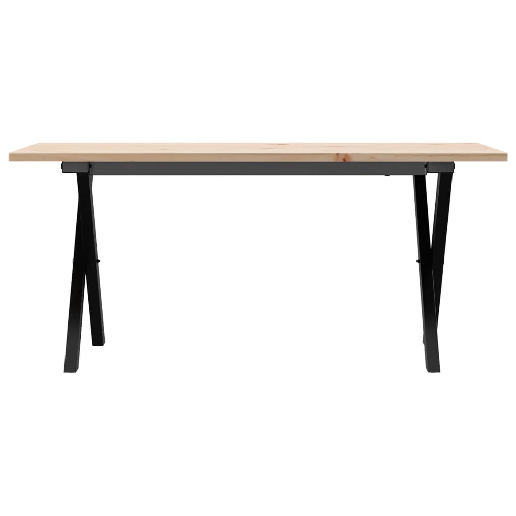 Couchtisch X-Gestell 100x50x45 cm Massivholz Kiefer & Stahl