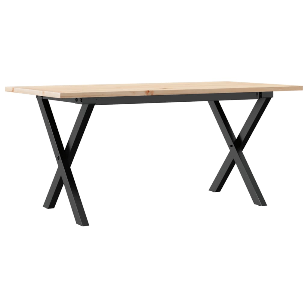Couchtisch X-Gestell 100x50x45 cm Massivholz Kiefer & Stahl