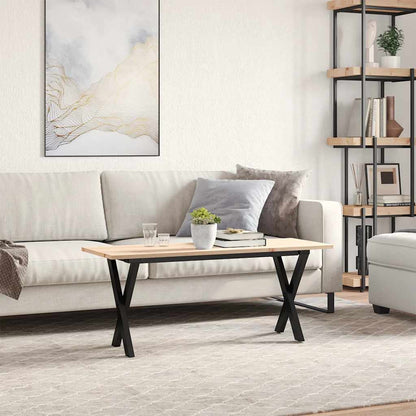 Couchtisch X-Gestell 110x40x45 cm Massivholz Kiefer & Stahl