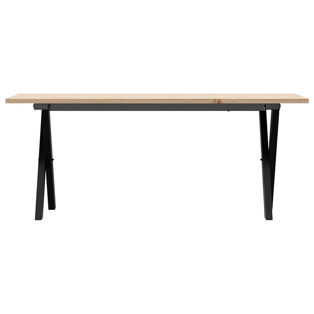 Couchtisch X-Gestell 110x40x45 cm Massivholz Kiefer & Stahl