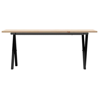 Couchtisch X-Gestell 110x40x45 cm Massivholz Kiefer & Stahl
