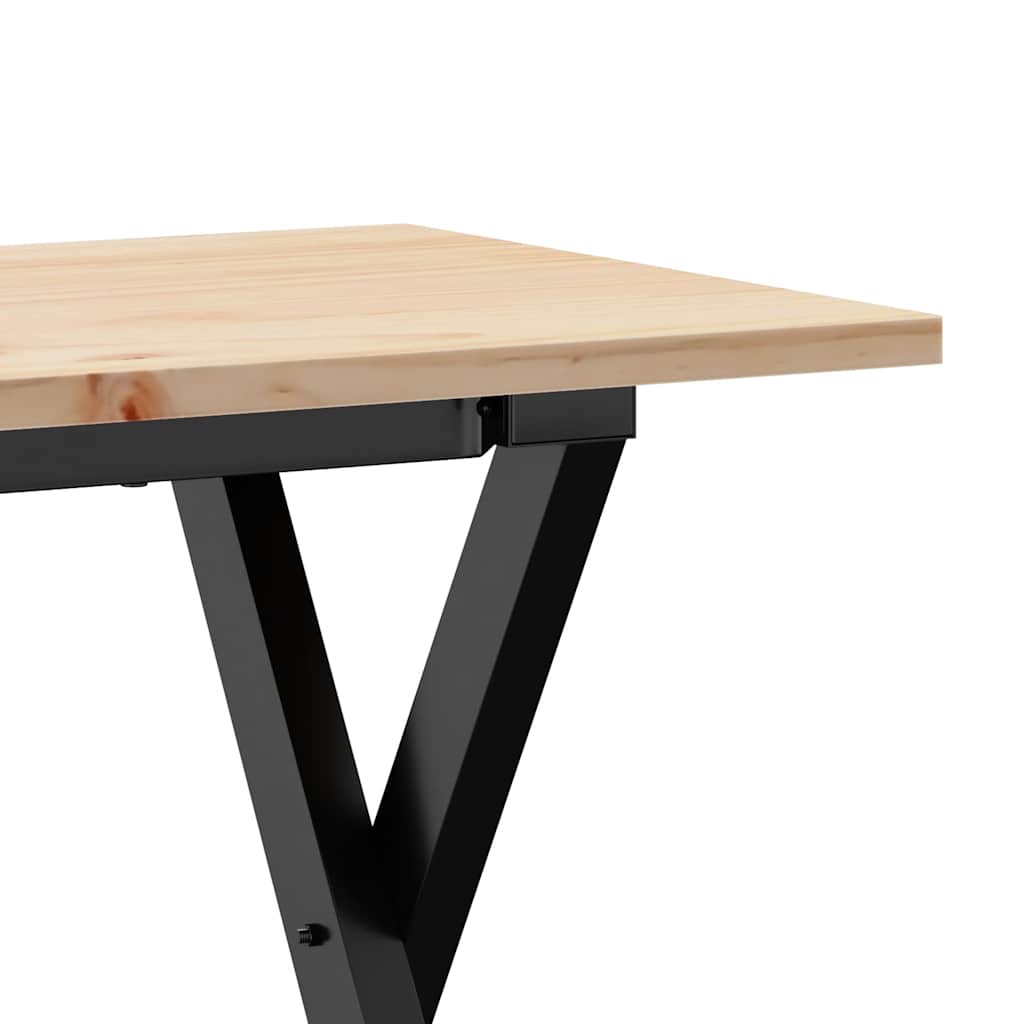Couchtisch X-Gestell 110x40x45 cm Massivholz Kiefer & Stahl