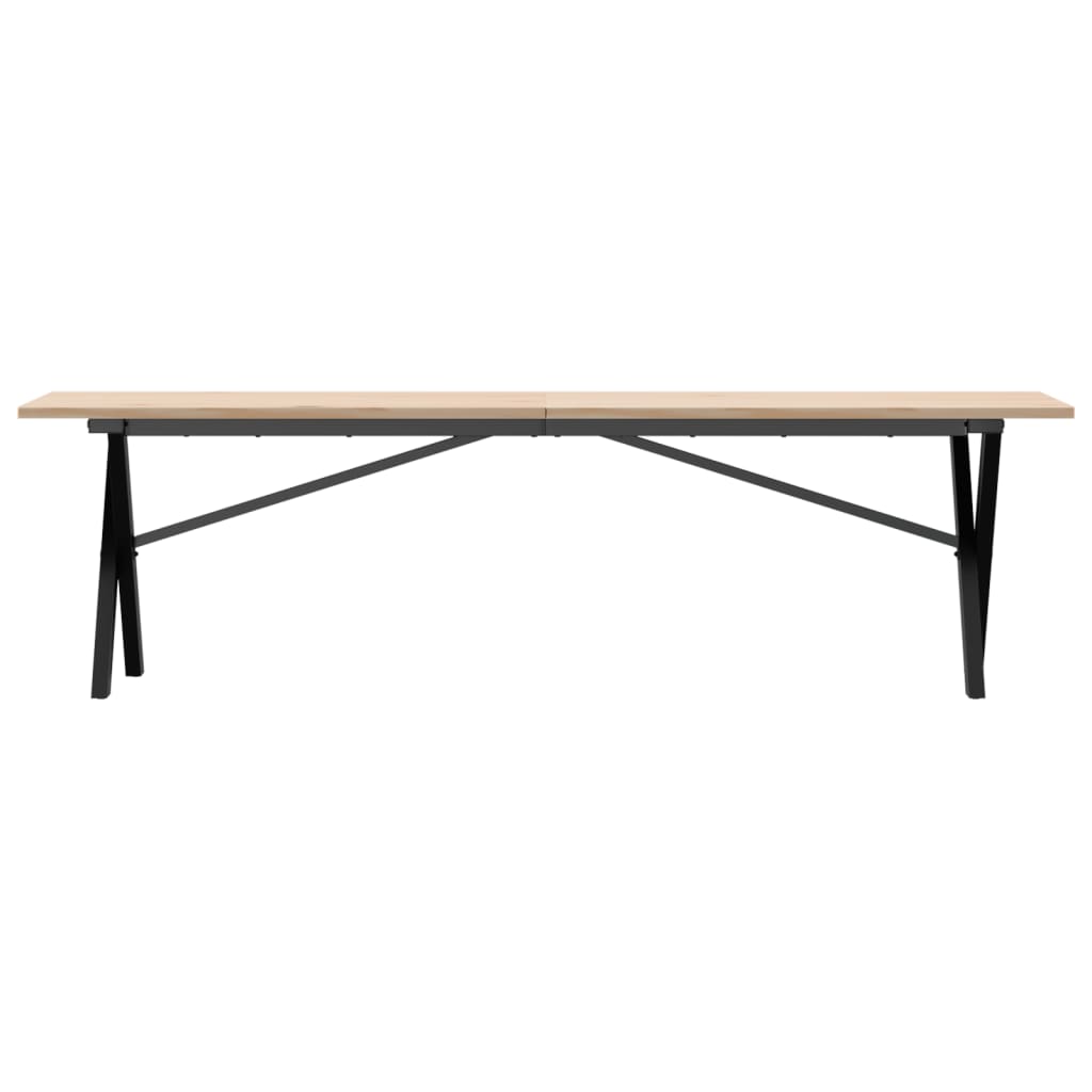 Couchtisch X-Gestell 160x40x45 cm Massivholz Kiefer & Stahl