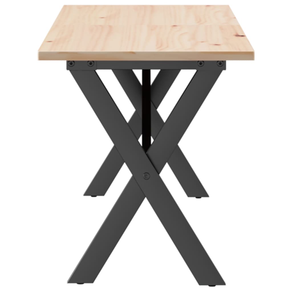 Table basse X-frame 160x40x45 cm pin massif et acier