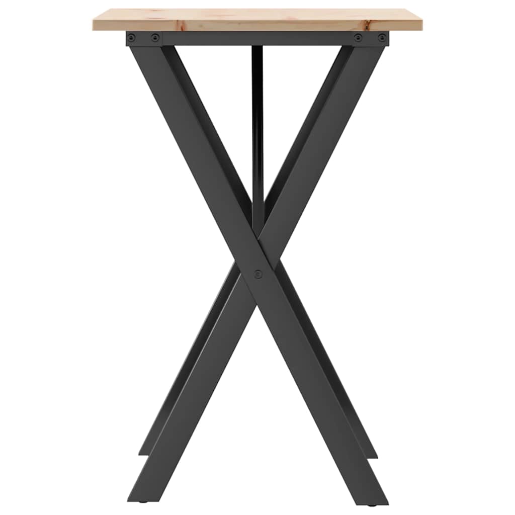 Esstisch X-Gestell 50x50x75 cm Massivholz Kiefer und Stahl