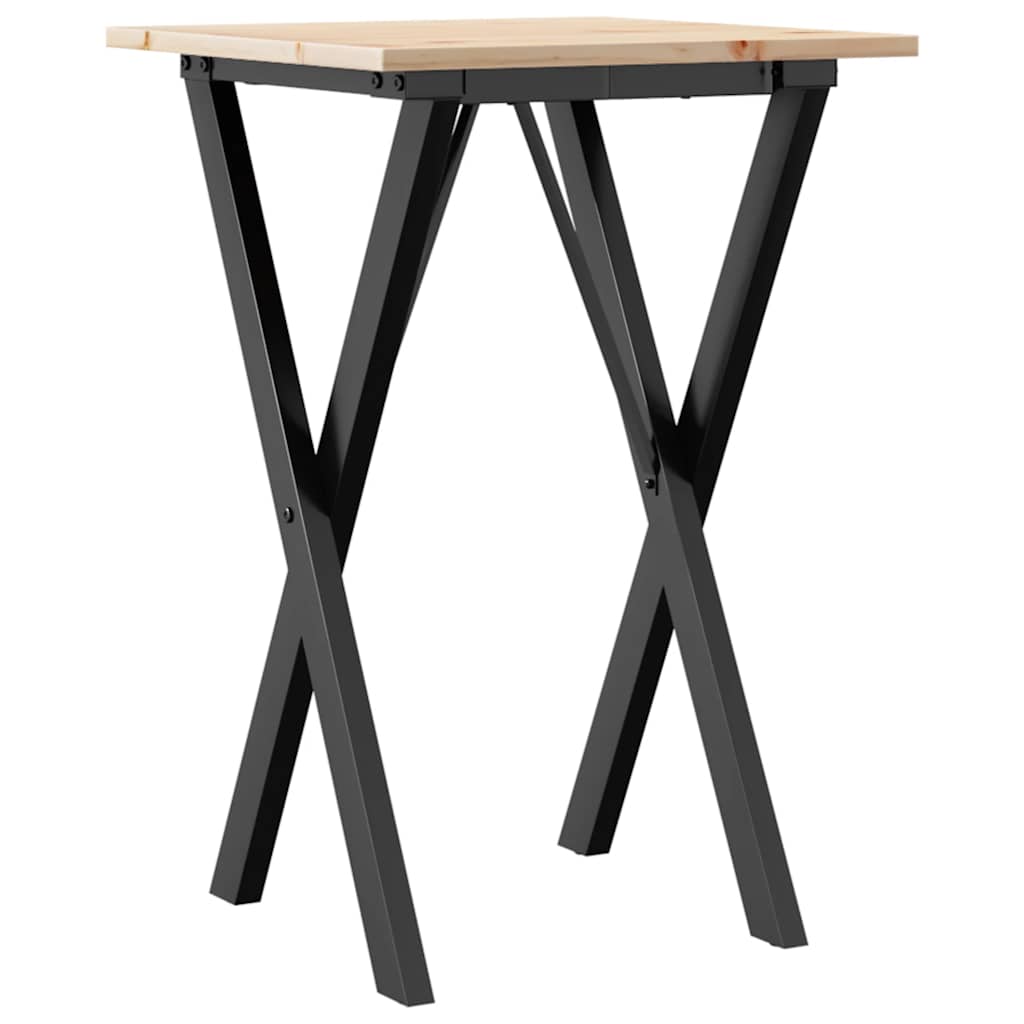 Esstisch X-Gestell 50x50x75 cm Massivholz Kiefer und Stahl