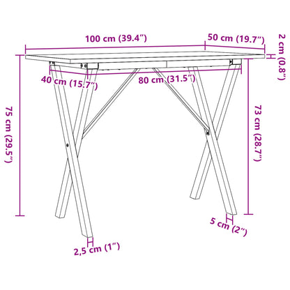 Esstisch X-Gestell 100x50x75 cm Massivholz Kiefer und Stahl
