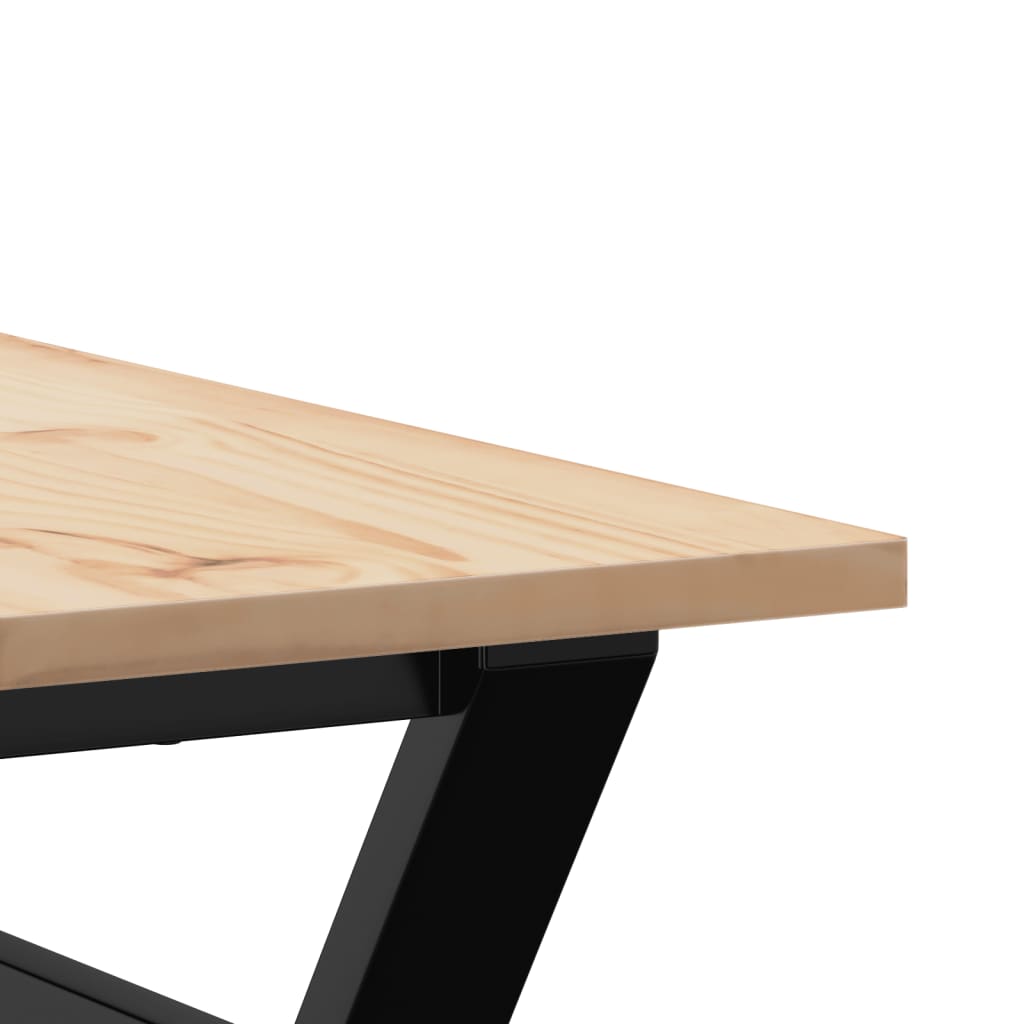 Coffee table Y-frame 80x80x45cm solid pine and cast iron