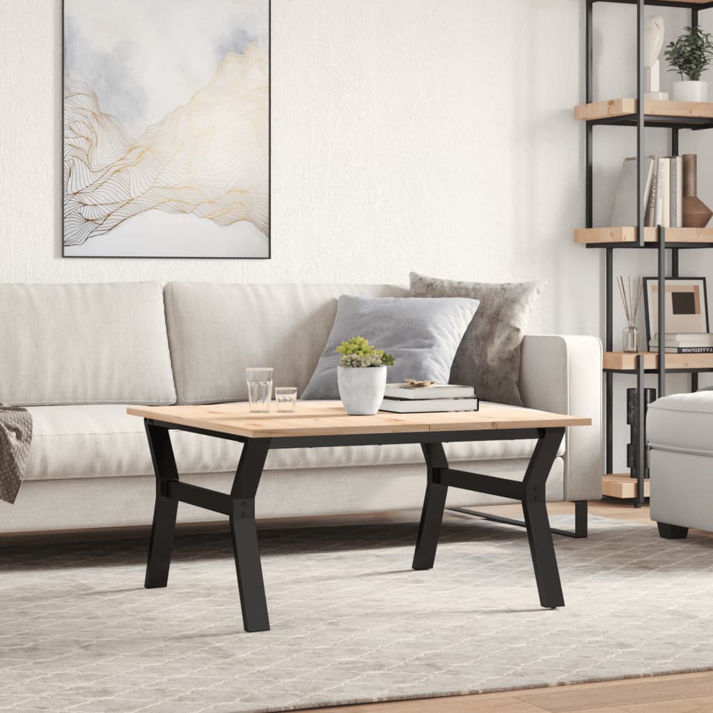 Coffee table Y-frame 90x90x45cm solid pine and cast iron