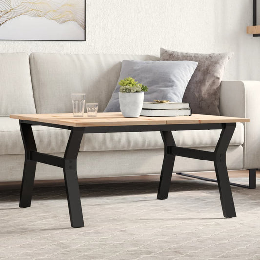 Coffee table Y-frame 90x90x45cm solid pine and cast iron