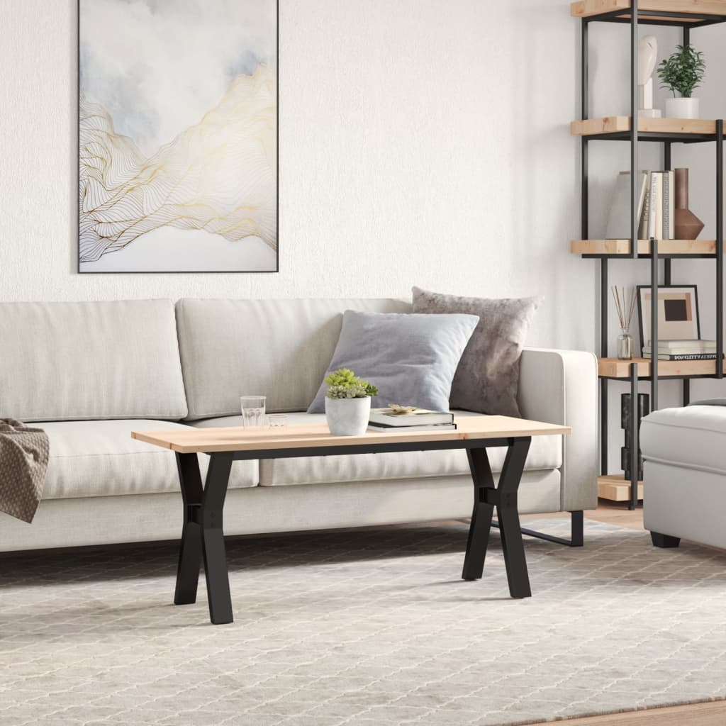 Coffee table Y-frame 110x40x45 cm solid pine wood &amp; cast iron