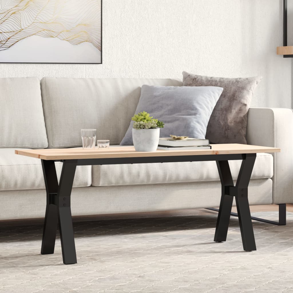 Coffee table Y-frame 110x40x45 cm solid pine wood &amp; cast iron