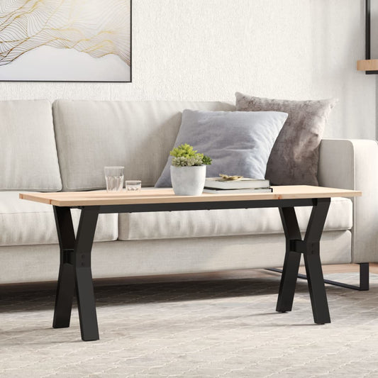 Coffee table Y-frame 110x40x45 cm solid pine wood &amp; cast iron