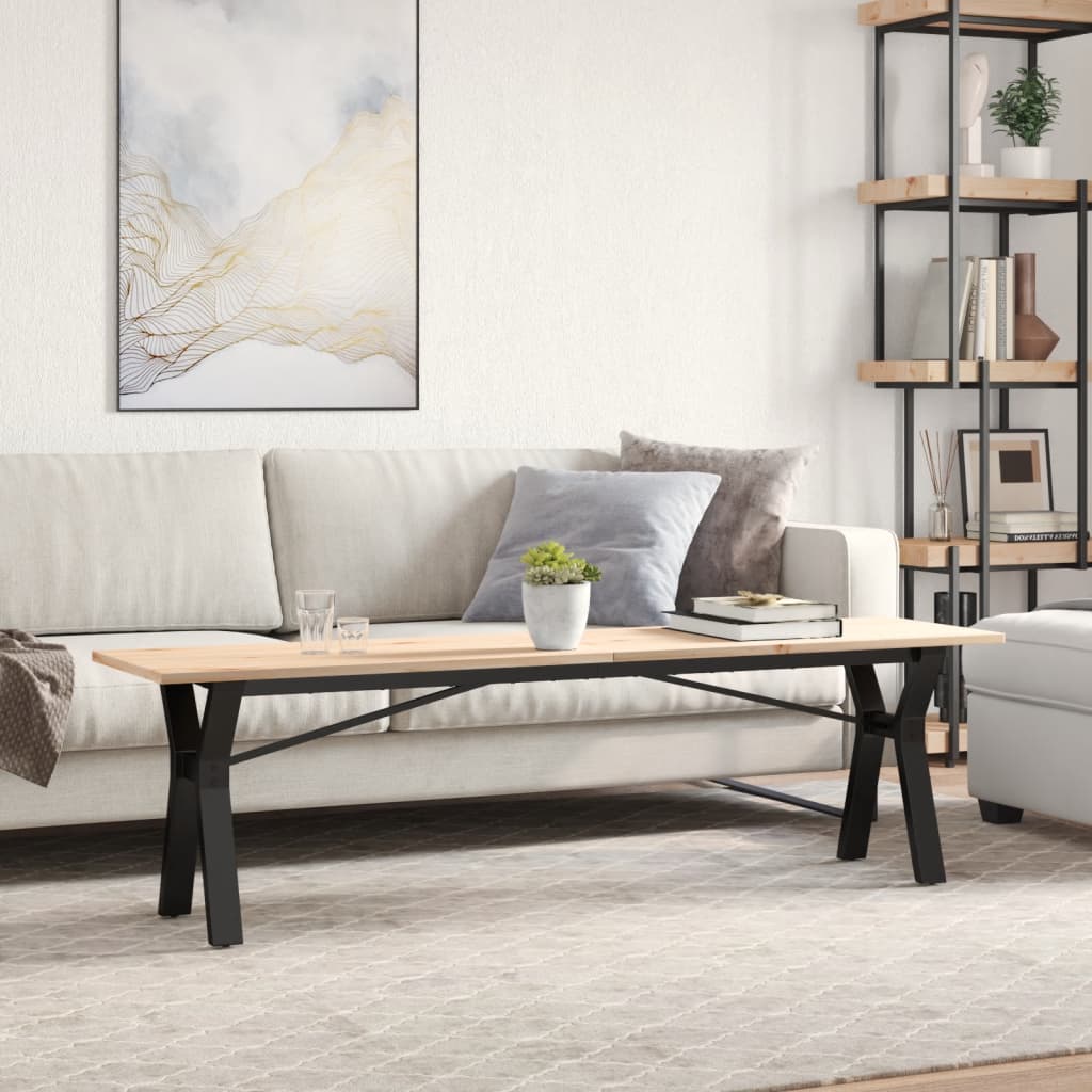 Coffee table Y-frame 160x40x45 cm solid pine &amp; cast iron
