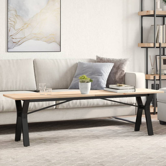 Coffee table Y-frame 160x40x45 cm solid pine &amp; cast iron