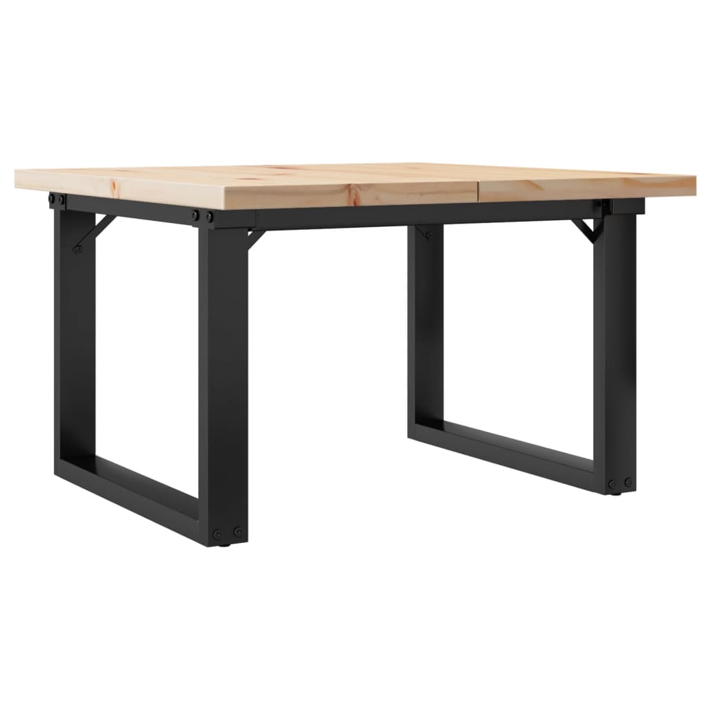 Coffee table O-frame 60x60x40.5cm solid pine wood &amp; cast iron