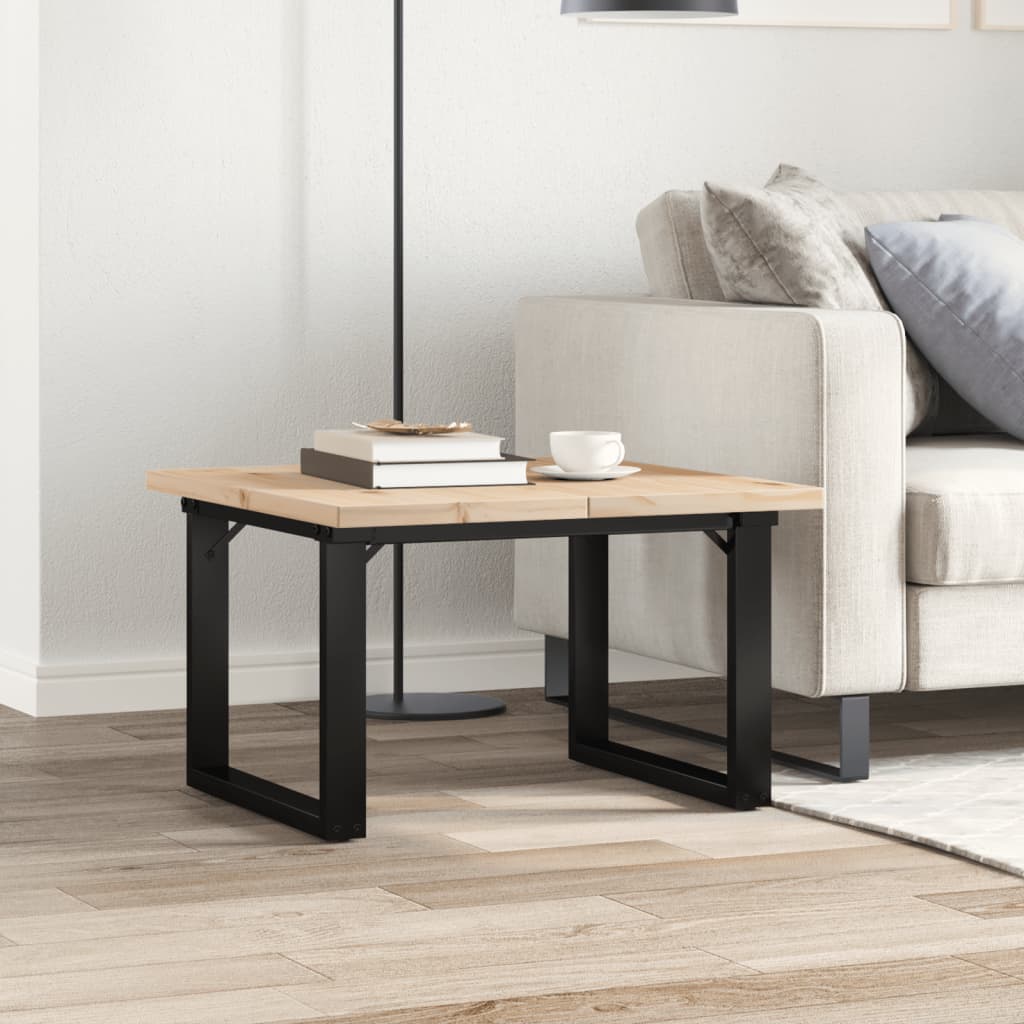 Coffee table O-frame 60x60x40.5cm solid pine wood &amp; cast iron
