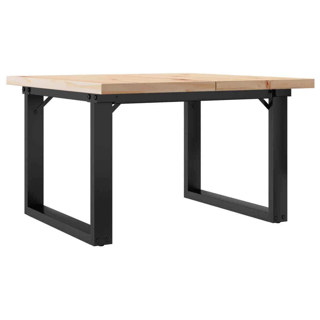 Coffee table O-frame 60x60x40.5cm solid pine wood &amp; cast iron