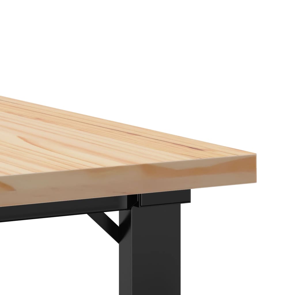 Coffee table O-frame 60x60x40.5cm solid pine wood &amp; cast iron