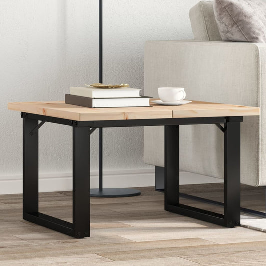 Coffee table O-frame 60x60x40.5cm solid pine wood &amp; cast iron