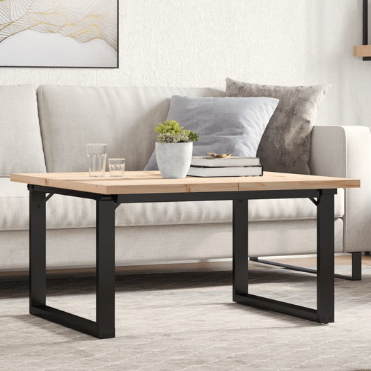 Coffee table O-frame 80x80x45.5cm solid pine wood &amp; cast iron