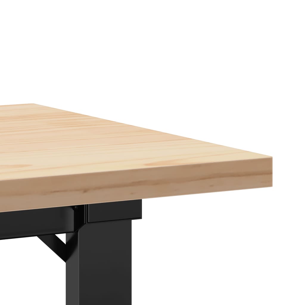 Coffee table O-frame 90x40x45.5cm solid pine &amp; cast iron